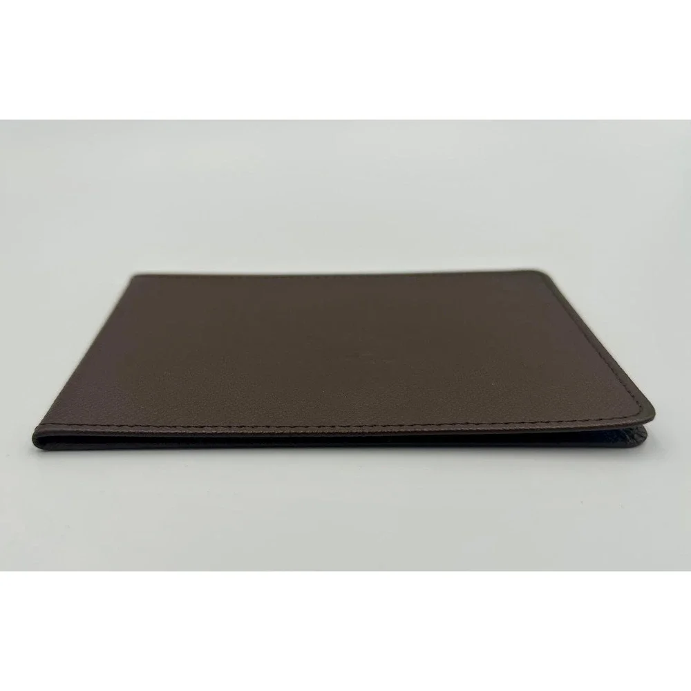 Louis Vuitton LV Taiga Deep‎ Brown Leather Bifold ID Card Holder Wallet with COA